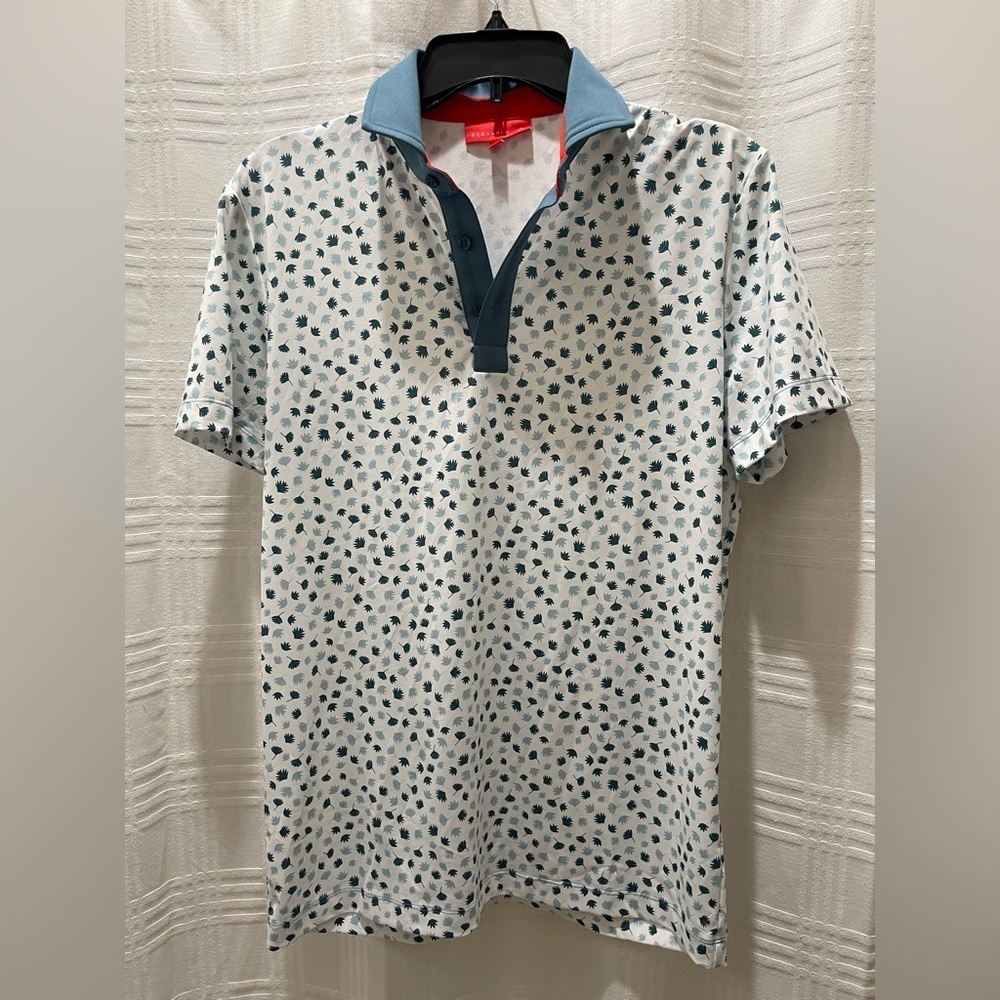 Red Vanly polo golf shirt leaf design